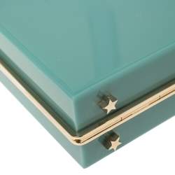 Pre Owned Charlotte Olympia Sea Green Zodiac Pandora Gemini Clutch