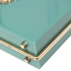Pre Owned Charlotte Olympia Sea Green Zodiac Pandora Gemini Clutch