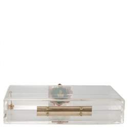 Pre Owned حقيبة كلتش شارلوت أوليمبيا كلاسيك بوكس برسبيكس شفاف بسلسلة