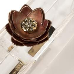 Pre Owned حقيبة كلتش شارلوت أوليمبيا كلاسيك بوكس برسبيكس شفاف بسلسلة