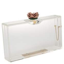 Pre Owned حقيبة كلتش شارلوت أوليمبيا كلاسيك بوكس برسبيكس شفاف بسلسلة