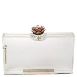 Pre Owned حقيبة كلتش شارلوت أوليمبيا كلاسيك بوكس برسبيكس شفاف بسلسلة