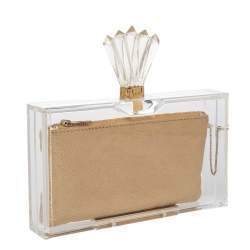 Pre Owned حقيبة كلتش شارلوت أوليمبيا صندوق باندورا بلاستيك ذهبي