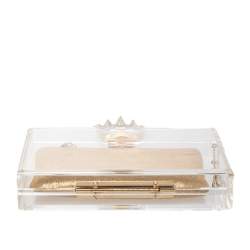 Pre Owned حقيبة كلتش شارلوت أوليمبيا صندوق باندورا بلاستيك ذهبي