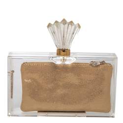 Pre Owned حقيبة كلتش شارلوت أوليمبيا صندوق باندورا بلاستيك ذهبي