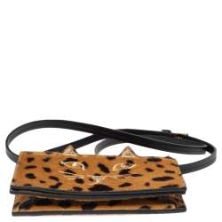 Pre Owned Charlotte Olympia Leopard Print Calfhair Feline Purse Shoulder Bag