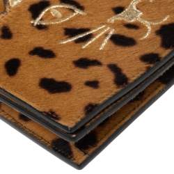 Pre Owned Charlotte Olympia Leopard Print Calfhair Feline Purse Shoulder Bag