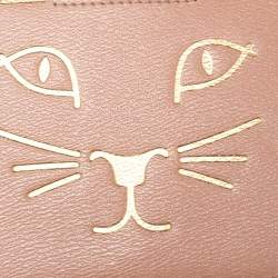 Pre Owned Charlotte Olympia Pink Leather Feline Purse Shoulder Bag