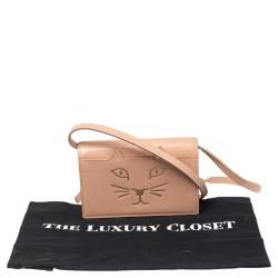 Pre Owned Charlotte Olympia Pink Leather Feline Purse Shoulder Bag