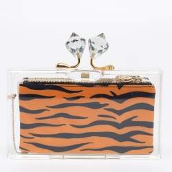 مملوكة مسبقًا Charlotte Olympia White Clear Perspex Pandora Box Clutch