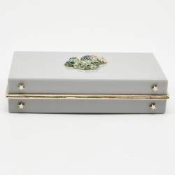 Pre Owned Charlotte Olympia Grey Perspex Aquarius Zodiac Pandora Box Clutch 