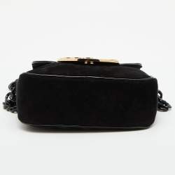 Pre Owned Charlotte Olympia Black Suede and Patent Leather Telephone Top Handle Bag