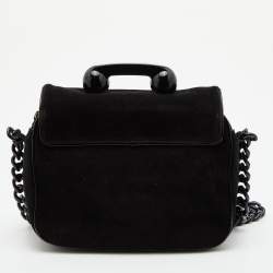 Pre Owned Charlotte Olympia Black Suede and Patent Leather Telephone Top Handle Bag
