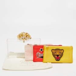 Charlotte Olympia Clear Perspex Pandora And Multicolor Pouches Classic Box Clutch