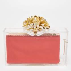 Charlotte Olympia Clear Perspex Pandora And Multicolor Pouches Classic Box Clutch