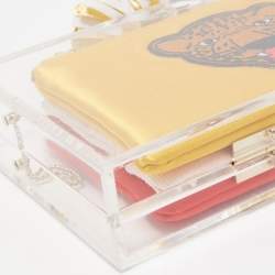 Charlotte Olympia Clear Perspex Pandora And Multicolor Pouches Classic Box Clutch