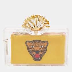 Charlotte Olympia Clear Perspex Pandora And Multicolor Pouches Classic Box Clutch