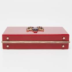 Pre Owned Charlotte Olympia Red Perspex Aries Zodiac Pandora Box Clutch