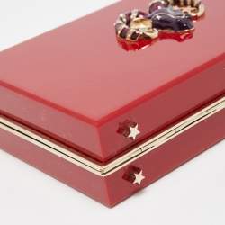 Pre Owned Charlotte Olympia Red Perspex Aries Zodiac Pandora Box Clutch
