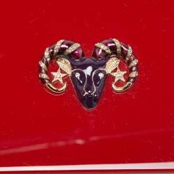 Pre Owned Charlotte Olympia Red Perspex Aries Zodiac Pandora Box Clutch