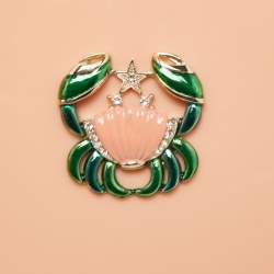 Pre Owned Charlotte Olympia Light Orange Perspex Cancer Zodiac Pandora Box Clutch 