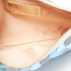 Charlotte Olympia Blue/Beige Canvas and Sequins Zip Pouch