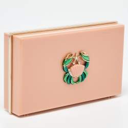 Pre Owned Charlotte Olympia Peach Perspex Cancer Zodiac Pandora Box Clutch