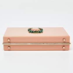 Pre Owned Charlotte Olympia Peach Perspex Cancer Zodiac Pandora Box Clutch