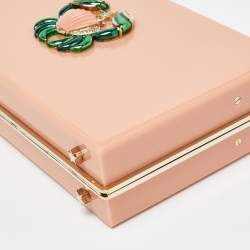 Pre Owned Charlotte Olympia Peach Perspex Cancer Zodiac Pandora Box Clutch