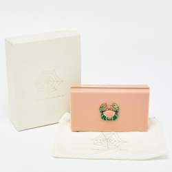 Pre Owned Charlotte Olympia Peach Perspex Cancer Zodiac Pandora Box Clutch