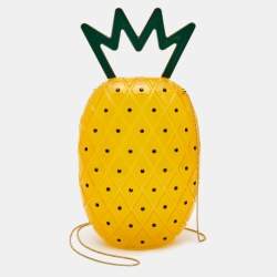 Pre Owned Charlotte Olympia Orange/Green Ana Pineapple Chain Shoulder Bag