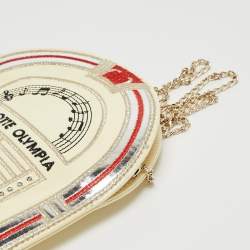 Pre Owned Charlotte Olympia Cream Patent Leather Embroidered Chain Clutch
