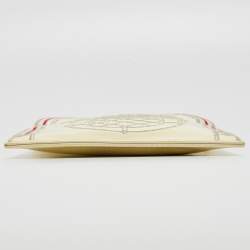 Pre Owned Charlotte Olympia Cream Patent Leather Embroidered Chain Clutch