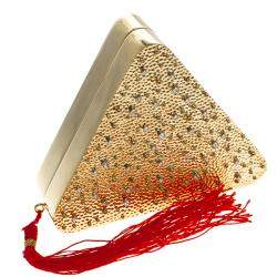 Pre Owned حقيبة كلاتش شارلوت اوليمبيا ناشو معدن ذهبية