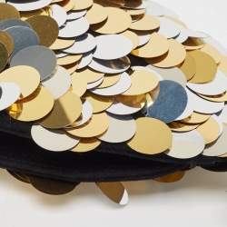 Charlotte Olympia Black Alcantara Sequins Goldfish Pouch