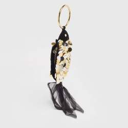 Charlotte Olympia Black Alcantara Sequins Goldfish Pouch
