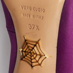 Pre Owned Charlotte Olympia Purple Satin Peep Toe Platform Pumps Size 37.5