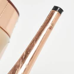 مملوكة مسبقًا حذاء كعب عالي شارلوت أوليمبيا مرصع منصة جلد لون ذهبي وردي مقاس 38.5