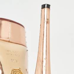 مملوكة مسبقًا حذاء كعب عالي شارلوت أوليمبيا مرصع منصة جلد لون ذهبي وردي مقاس 38.5