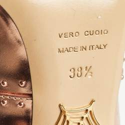 مملوكة مسبقًا حذاء كعب عالي شارلوت أوليمبيا مرصع منصة جلد لون ذهبي وردي مقاس 38.5