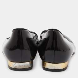 Charlotte Olympia Black Patent Leather Fashionably Late Clock Face Smoking Slippers Size 36