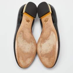 Charlotte Olympia Black Patent Leather Fashionably Late Clock Face Smoking Slippers Size 36