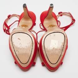 Charlotte Olympia Red Suede and Mesh Crystal Isadora Sandals Size 40