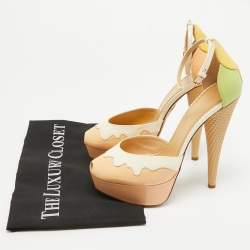 Charlotte Olympia Tricolor Patent Leather Ice Cream Cone-Heel d'Orsay Pumps Size 37