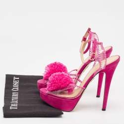 Charlotte Olympia Pink PVC and Suede Pomeline Ankle Strap Sandals Size 37.5
