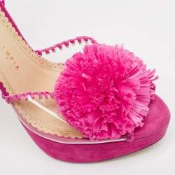 Charlotte Olympia Pink PVC and Suede Pomeline Ankle Strap Sandals Size 37.5