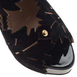 Pre Owned Charlotte Olympia Black Suede Eve Leaf Cutout Ankle Booties Size 40.5