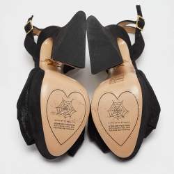 Pre Owned صندل شارلوت أوليمبيا نعل سميك سيور كاحل فريلاند سويدي أسود مقاس 37.5