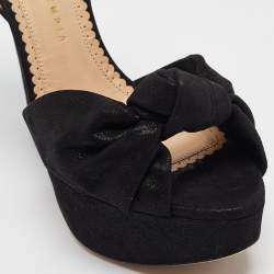 Pre Owned صندل شارلوت أوليمبيا نعل سميك سيور كاحل فريلاند سويدي أسود مقاس 37.5