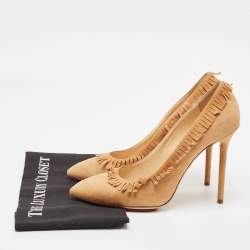 Pre Owned Charlotte Olympia Brown Suede Fringe Pumps Size 40